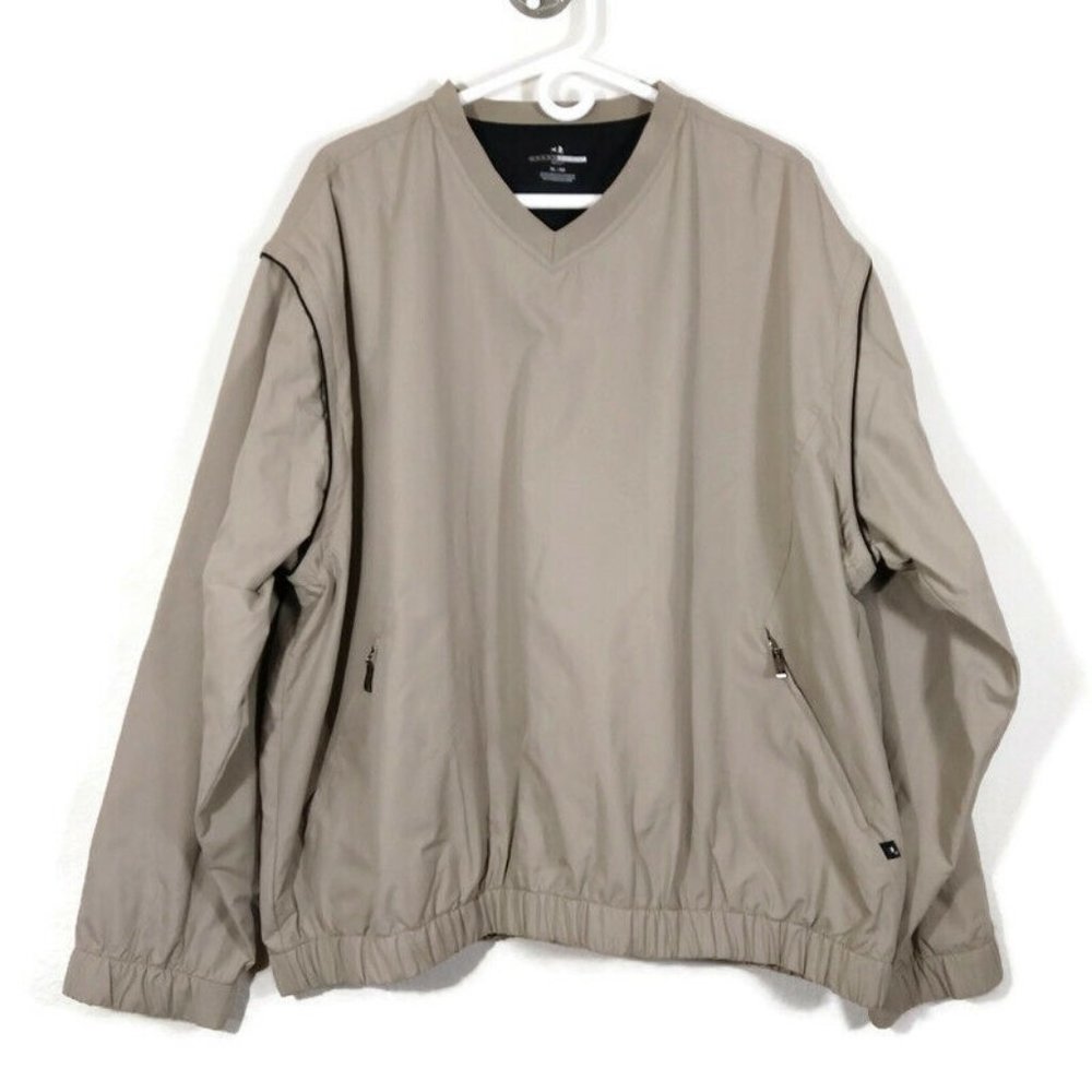 Grand Slam Men's Golf Windbreaker Pullover Jacket Tan Size XL Detachable Sleeve